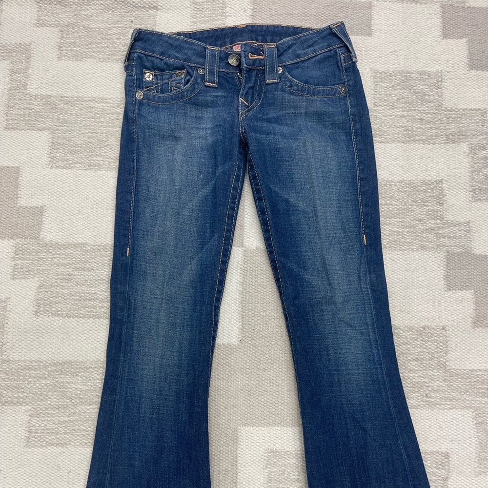 True Religion Blue Flare Wide Leg Jeans